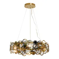 Люстра подвесная Lauderdale LSP-7219 Lussole серая на 6 ламп, основание бронзовое в стиле арт-деко Люстра подвесная Lauderdale LSP-7219 Lussole серая на 6 ламп, основание бронзовое в стиле арт-деко