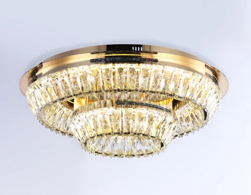Люстра потолочная LED TR5031 Ambrella light прозрачная на 1 лампа, основание золотое в стиле классический современный  фото 6
