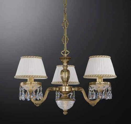 Люстра подвесная  L 6500/3 Reccagni Angelo белая на 3 лампы, основание золотое в стиле классический 