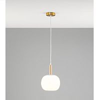 Светильник подвесной Cute V10290-PL Moderli белый 1 лампа, основание коричневое бежевое в стиле кантри шар