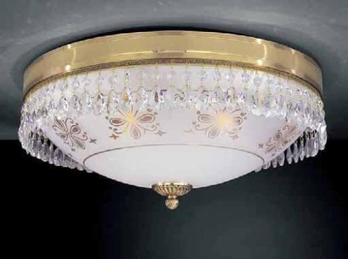 Люстра потолочная  PL 6100/4 Reccagni Angelo белая прозрачная на 4 лампы, основание золотое в стиле классика 