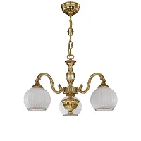 Люстра подвесная  L 9300/3 Reccagni Angelo белая на 3 лампы, основание золотое в стиле классический 