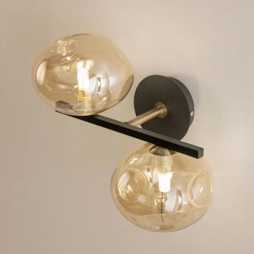 Бра с выключателем Девис CL201321 Citilux янтарный бежевый на 2 лампы, основание коричневое в стиле современный лофт  фото 4