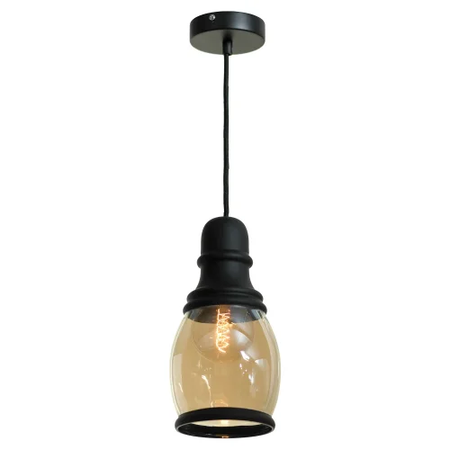 Светильник подвесной лофт Tonawanda GRLSP-9690 Lussole янтарный 1 лампа, основание чёрное в стиле лофт  фото 2