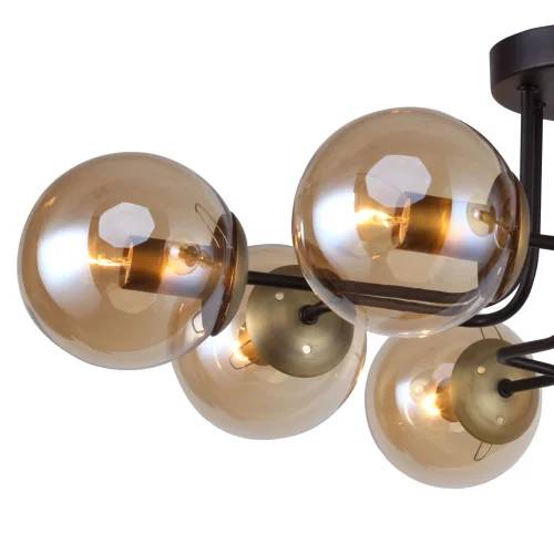 Люстра потолочная Modestus 2344-8U F-promo янтарная на 8 ламп, основание коричневое в стиле современный шар фото 6