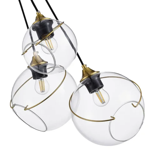 Светильник подвесной Satturo SLE103113-03 Evoluce прозрачный 3 лампы, основание золотое в стиле кантри лофт шар фото 3