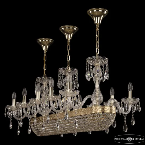 Люстра подвесная 1452/10/195/1000 G Bohemia Ivele Crystal без плафона на 16 ламп, основание прозрачное золотое в стиле классический sp