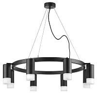 Люстра подвесная Rullo LR0183781 Lightstar чёрная на 8 ламп, основание чёрное в стиле хай-тек 