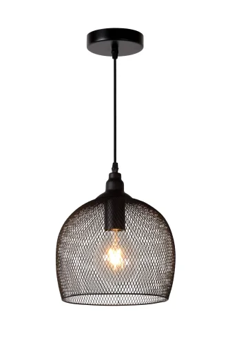Светильник подвесной лофт MESH 43404/22/30 Lucide чёрный 1 лампа, основание чёрное в стиле лофт 