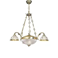 Люстра подвесная  L 6102/3+2 Reccagni Angelo белая прозрачная на 5 ламп, основание золотое в стиле классический 