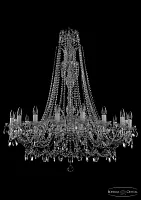 Люстра подвесная 1411/16/400/Xl-115 Ni Bohemia Ivele Crystal без плафона на 16 ламп, основание прозрачное никель в стиле классика sp