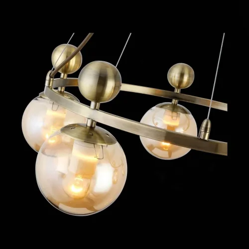 Люстра подвесная Pechio SLE106303-05 Evoluce янтарная прозрачная на 5 ламп, основание бронзовое в стиле современный шар фото 2