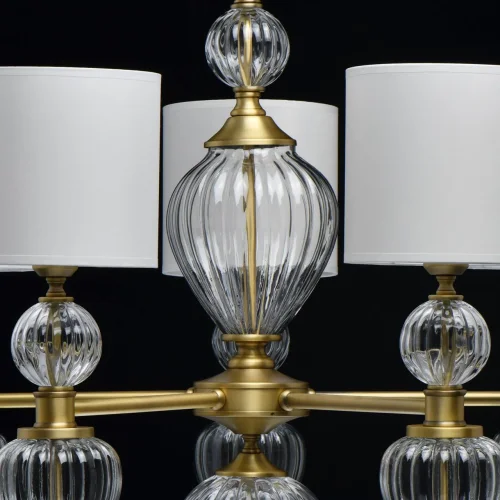 Люстра подвесная Оделия 619011305 Chiaro белая на 5 ламп, основание латунь в стиле классический  фото 8