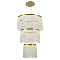 Люстра подвесная LED Вассерфалл 617010703 Chiaro прозрачная на 1 лампа, основание золотое в стиле современный каскад