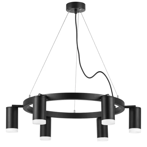 Люстра подвесная Rullo LR0163760 Lightstar чёрная на 6 ламп, основание чёрное в стиле хай-тек 