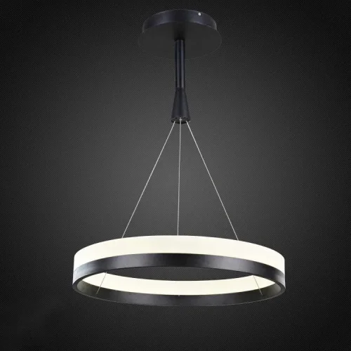 Светильник подвесной LED Crime V1761-PL Moderli белый 1 лампа, основание чёрное в стиле хай-тек кольца фото 2