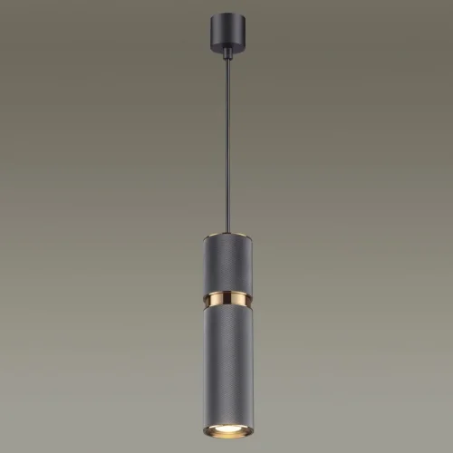 Светильник подвесной Afra 4743/5L Odeon Light серый чёрный 1 лампа, основание серое чёрное в стиле современный хай-тек трубочки фото 2