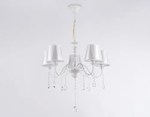 Люстра подвесная TR4603 Ambrella light белая на 5 ламп, основание белое в стиле прованс современный классический  фото 5