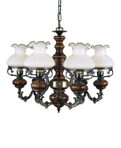Люстра подвесная  L 620/6 Reccagni Angelo белая на 6 ламп, основание коричневое бронзовое в стиле классический выдувное фото 3