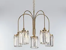 Люстра подвесная 4505/C gold Newport прозрачная на 5 ламп, основание золотое в стиле классический 