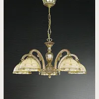 Люстра подвесная  L 7104/5 Reccagni Angelo бежевая на 5 ламп, основание золотое в стиле классический 