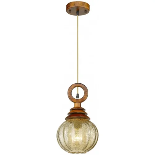 Светильник подвесной 545-706-01 Velante янтарный бежевый 1 лампа, основание коричневое в стиле кантри шар фото 2