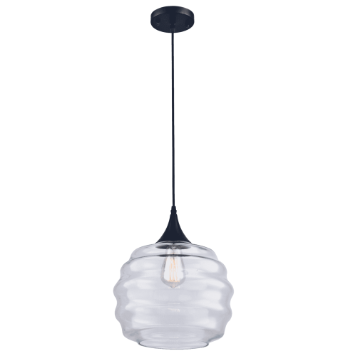 Светильник подвесной лофт ASHANTI 1257.1 Lucia Tucci прозрачный 1 лампа, основание чёрное в стиле лофт выдувное