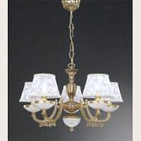 Люстра подвесная  L 7132/5 Reccagni Angelo белая на 5 ламп, основание золотое в стиле классический 