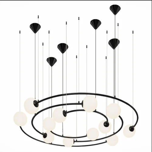 Светильник подвесной Arkos SL1186.403.12 ST-Luce белый 12 ламп, основание чёрное в стиле современный шар фото 4