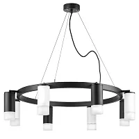 Люстра подвесная Рулло (Rullo) LR0183743641 Lightstar белая чёрная на 8 ламп, основание чёрное в стиле хай-тек Люстра подвесная Рулло (Rullo) LR0183743641 Lightstar белая чёрная на 8 ламп, основание чёрное в стиле хай-тек