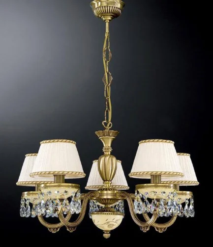 Люстра подвесная  L 6420/5 Reccagni Angelo жёлтая белая на 5 ламп, основание античное бронза в стиле классический 