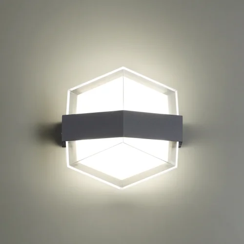 Настенный светильник LED Kaimas 358575 Novotech уличный IP54 серый чёрный 1 лампа, плафон прозрачный белый в стиле современный хай-тек LED фото 3