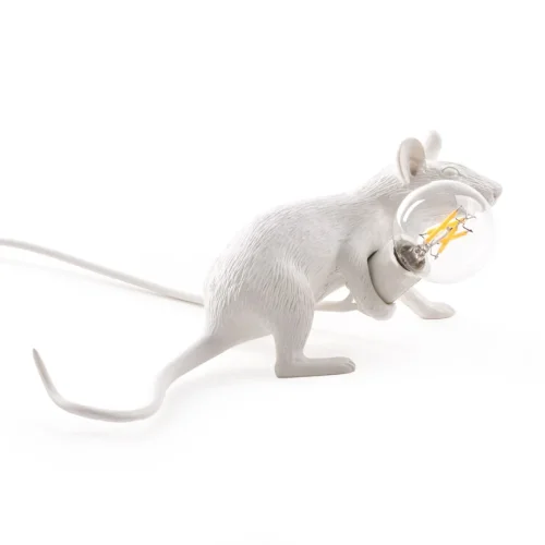 Настольная лампа Seletti Mouse Lying белый 168481-22 ImperiumLoft белая 1 лампа, основание белое металл в стиле лофт 
