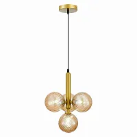 Светильник подвесной Salerno SLE220323-04 Evoluce янтарный 4 лампы, основание золотое в стиле современный шар