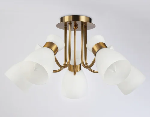 Люстра потолочная TR3218 Ambrella light белая на 5 ламп, основание золотое в стиле классический современный  фото 6