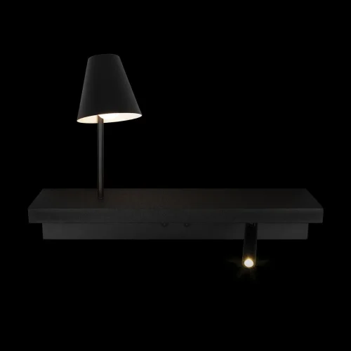 Бра с выключателем Shelf 10216/2W Black LOFT IT чёрный на 1 лампа, основание чёрное в стиле современный с полкой для чтения фото 2
