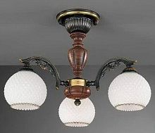 Люстра потолочная  PL 8630/3 Reccagni Angelo белая на 3 лампы, основание коричневое бронзовое в стиле классический кантри 