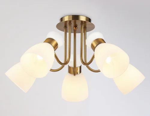 Люстра потолочная TR3218 Ambrella light белая на 5 ламп, основание золотое в стиле классический современный  фото 5