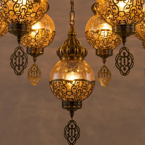 Люстра подвесная Каир CL419163 Citilux янтарная на 7 ламп, основание бронзовое в стиле восточный  фото 6