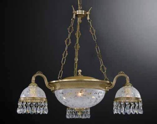 Люстра подвесная  L 6200/3+3 Reccagni Angelo белая на 6 ламп, основание античное бронза в стиле классика 