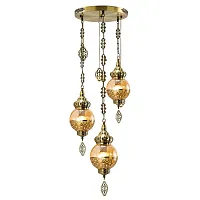 Светильник подвесной Каир CL419133 Citilux янтарный 3 лампы, основание бронзовое в стиле восточный каскад