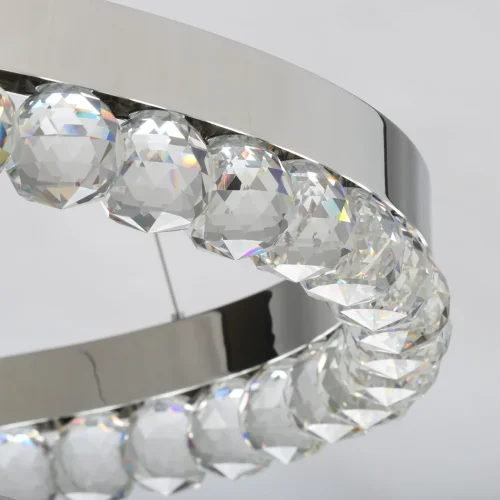 Люстра подвесная LED с пультом Глобула 690010502 DeMarkt прозрачная хром на 1 лампа, основание хром в стиле хай-тек с пультом кольца фото 3