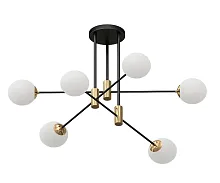 Люстра потолочная Кайри 07605-6,20 Kink Light белая на 6 ламп, основание чёрное в стиле модерн молекула шар