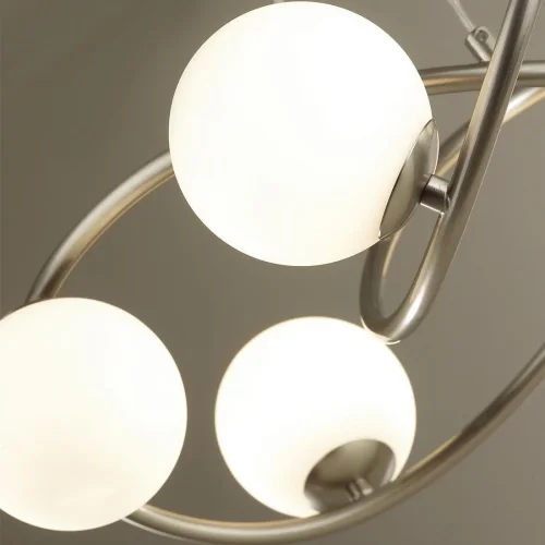 Люстра подвесная Slota 4807/6 Odeon Light белая на 6 ламп, основание никель в стиле современный шар фото 2
