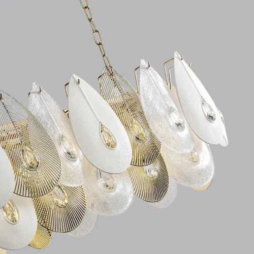 Люстра подвесная Cabochon 5050/14 Odeon Light золотая прозрачная белая на 14 ламп, основание золотое в стиле современный флористика  фото 5