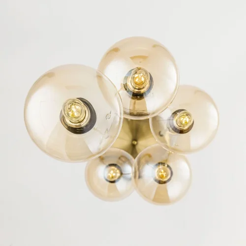 Светильник подвесной Томми CL102053 Citilux янтарный 5 ламп, основание бронзовое в стиле современный шар фото 3
