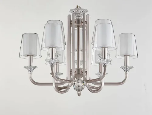 Люстра подвесная 4606+3/C Newport прозрачная белая на 9 ламп, основание бежевое серебряное в стиле современный 