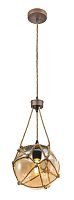 Светильник подвесной лофт Tiko 15859H Globo коричневый прозрачный 1 лампа, основание коричневое в стиле лофт шар