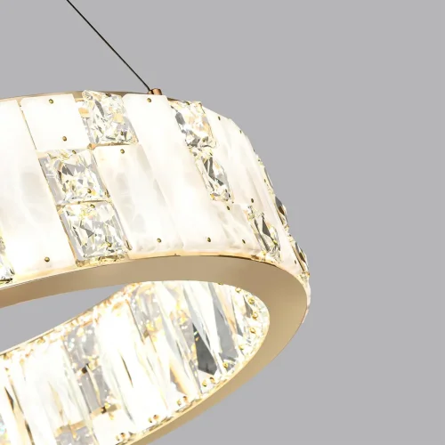 Люстра подвесная LED Crossa 5072/60L Odeon Light белая прозрачная на 1 лампа, основание золотое в стиле современный кольца фото 6