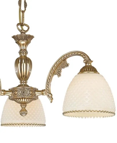 Люстра подвесная  L 7105/3 Reccagni Angelo бежевая на 3 лампы, основание золотое в стиле классический  фото 2